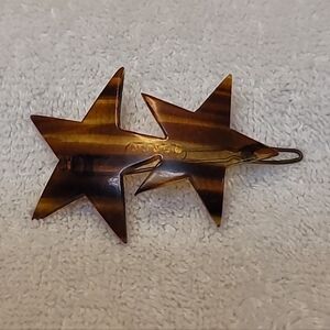 Vintage Tortoise Shell Double Star Berrette Hair Clip Made in France